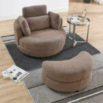 Circle Swivel Chair with Moon Storage Ottoman and 4 Pillows - Image 15