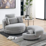 Circle Swivel Chair with Moon Storage Ottoman and 4 Pillows - Image 27
