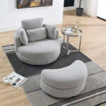 Circle Swivel Chair with Moon Storage Ottoman and 4 Pillows - Image 28