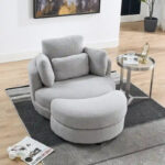 Circle Swivel Chair with Moon Storage Ottoman and 4 Pillows - Image 29