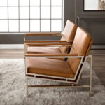 Regina Metal and Bonded Leather Mid Century Accent Chair - Image 27