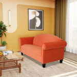 Traditional 3 Seater Sofa Velvet Solid Wood Frame Upholstered