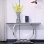 Modern Console Tables With Metal U Base and Gloss texture top - Image 17