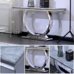 Modern Console Tables With Metal U Base and Gloss texture top - Image 18