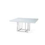 Square White Lacquer Tabletop with Medal Base - Image 2