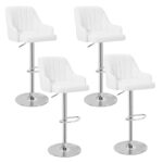 Adjustable Armless Swivel PU Leather Bar Stools Chrome Air Lift Counter Height Stools Set of 4 - Image 33