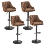 Adjustable Armless Swivel PU Leather Bar Stools Chrome Air Lift Counter Height Stools Set of 4 - Image 35