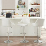 Adjustable Armless Swivel PU Leather Bar Stools Chrome Air Lift Counter Height Stools Set of 4 - Image 3