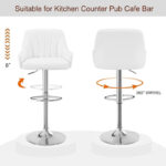 Adjustable Armless Swivel PU Leather Bar Stools Chrome Air Lift Counter Height Stools Set of 4 - Image 6