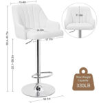 Adjustable Armless Swivel PU Leather Bar Stools Chrome Air Lift Counter Height Stools Set of 4 - Image 8