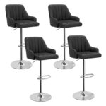 Adjustable Armless Swivel PU Leather Bar Stools Chrome Air Lift Counter Height Stools Set of 4 - Image 9