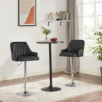 Adjustable Armless Swivel PU Leather Bar Stools Chrome Air Lift Counter Height Stools Set of 4 - Image 11