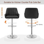 Adjustable Armless Swivel PU Leather Bar Stools Chrome Air Lift Counter Height Stools Set of 4 - Image 15