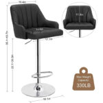 Adjustable Armless Swivel PU Leather Bar Stools Chrome Air Lift Counter Height Stools Set of 4 - Image 16