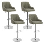 Adjustable Armless Swivel PU Leather Bar Stools Chrome Air Lift Counter Height Stools Set of 4 - Image 17