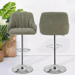 Adjustable Armless Swivel PU Leather Bar Stools Chrome Air Lift Counter Height Stools Set of 4 - Image 18