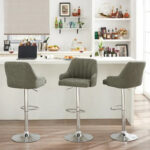 Adjustable Armless Swivel PU Leather Bar Stools Chrome Air Lift Counter Height Stools Set of 4 - Image 19