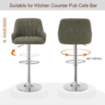 Adjustable Armless Swivel PU Leather Bar Stools Chrome Air Lift Counter Height Stools Set of 4 - Image 22