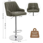Adjustable Armless Swivel PU Leather Bar Stools Chrome Air Lift Counter Height Stools Set of 4 - Image 23