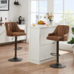 Adjustable Armless Swivel PU Leather Bar Stools Chrome Air Lift Counter Height Stools Set of 4 - Image 25
