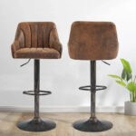 Adjustable Armless Swivel PU Leather Bar Stools Chrome Air Lift Counter Height Stools Set of 4 - Image 26