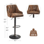 Adjustable Armless Swivel PU Leather Bar Stools Chrome Air Lift Counter Height Stools Set of 4 - Image 31