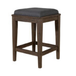 Sonoma Road Weathered Beaten Bark Antique Pewter Metal Upholstered Console Stool - 17x17x26 - Image 2