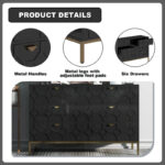 Wooden Storage 6 Drawer Double Dresser for Bedroom - Image 4