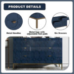 Wooden Storage 6 Drawer Double Dresser for Bedroom - Image 16