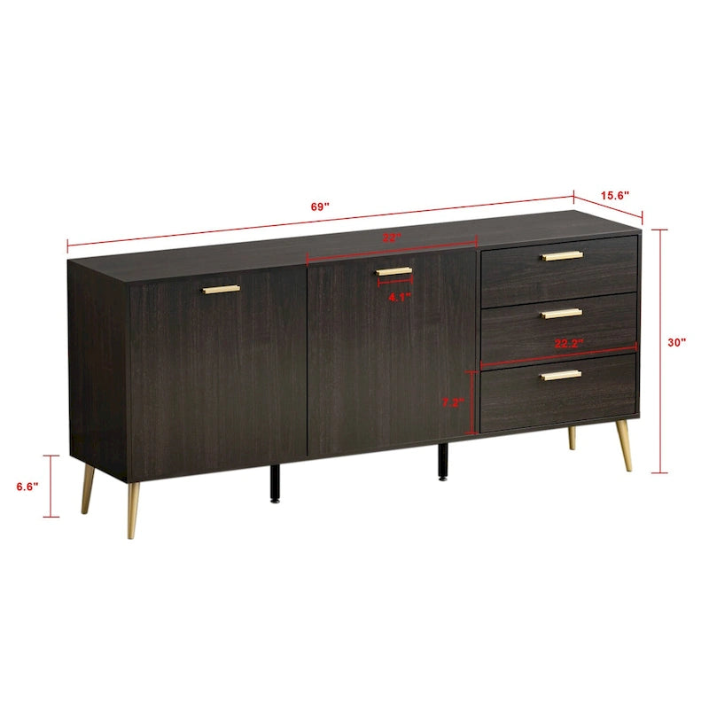 9281470365855_554396 3 Drawer 69 W Chest&Dresser With Metal Handles&Legs - Image 1