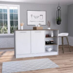 Ginger 59-inch Wide Kitchen Island with 3 Open Shelves and 2 Cabinets - Image 18