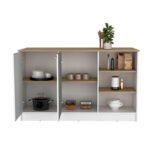 Ginger 59-inch Wide Kitchen Island with 3 Open Shelves and 2 Cabinets - Image 16