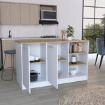 Ginger 59-inch Wide Kitchen Island with 3 Open Shelves and 2 Cabinets - Image 17