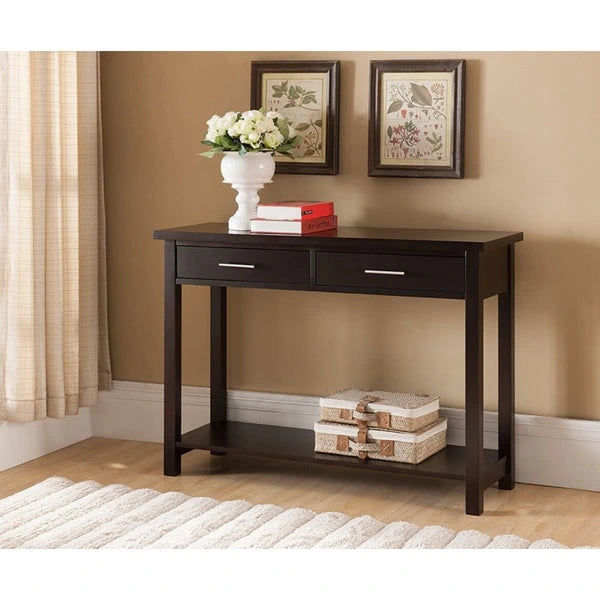 9283045425311_554467 Entryway Console Sofa Occasional Table with Drawers, Espresso - Image 1