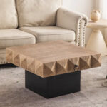 Three-dimensional Embossed Pattern Square Retro Coffee Table - Image 12