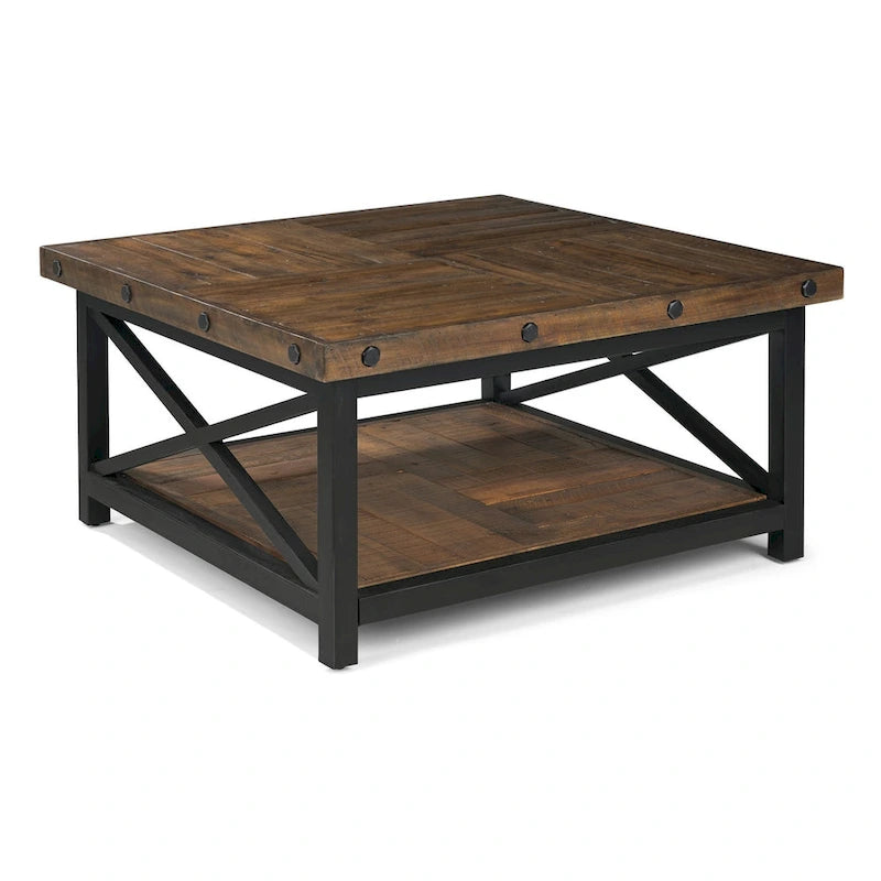 9283249701023_558539 Homestyles Carpenter Brown Wood Square Coffee Table - Image 1