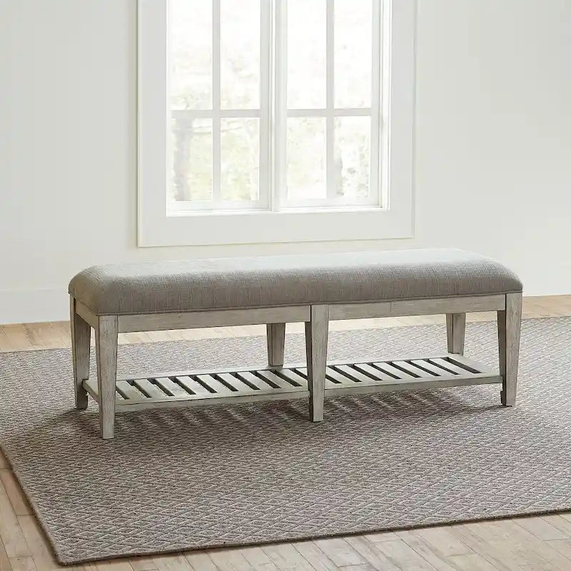 9283513122975_552736 Heartland Antique White Tobacco Bed Bench - Image 1