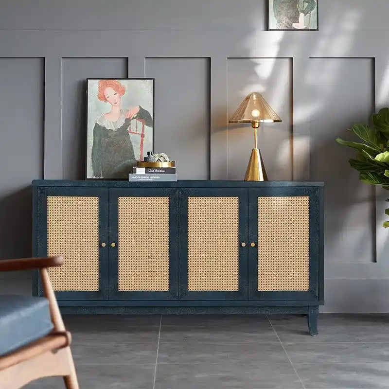 9283522134175_556559 Modern Accent Storage Cabinet Sideboard Wooden Cabinet Console Table with 4 Doors and Adjustable Shelves - Image 1
