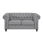 Chesterfield Elegance Collection: Loveseat and Accent Chair with Rolled Arms for Living Room, Office, Reception - Image 4
