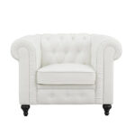 Chesterfield Elegance Collection: Loveseat and Accent Chair with Rolled Arms for Living Room, Office, Reception - Image 7