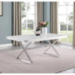 D440-3 Dining Table with Smooth White Lacquer Wood Top Dining Table - Image 10