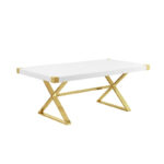 D440-3 Dining Table with Smooth White Lacquer Wood Top Dining Table - Image 2