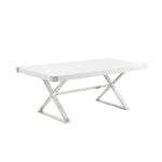 D440-3 Dining Table with Smooth White Lacquer Wood Top Dining Table - Image 6