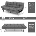 Modern Linen Futon with Memory Foam and Adjustable Armrests - Image 3