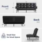 Modern Linen Futon with Memory Foam and Adjustable Armrests - Image 13