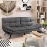 Modern Linen Futon with Memory Foam and Adjustable Armrests - Image 19