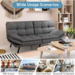 Modern Linen Futon with Memory Foam and Adjustable Armrests - Image 20