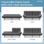 Modern Linen Futon with Memory Foam and Adjustable Armrests - Image 21