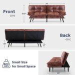 Modern Linen Futon with Memory Foam and Adjustable Armrests - Image 27