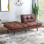 Modern Linen Futon with Memory Foam and Adjustable Armrests - Image 33